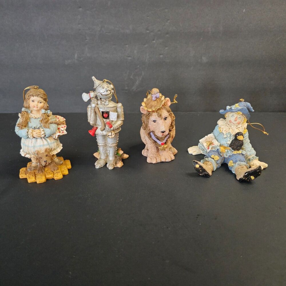 Vtg Set 4 Smithsonian Wizard of Oz Ceramic Ornaments Dorothy Tin Man Lion 4 In